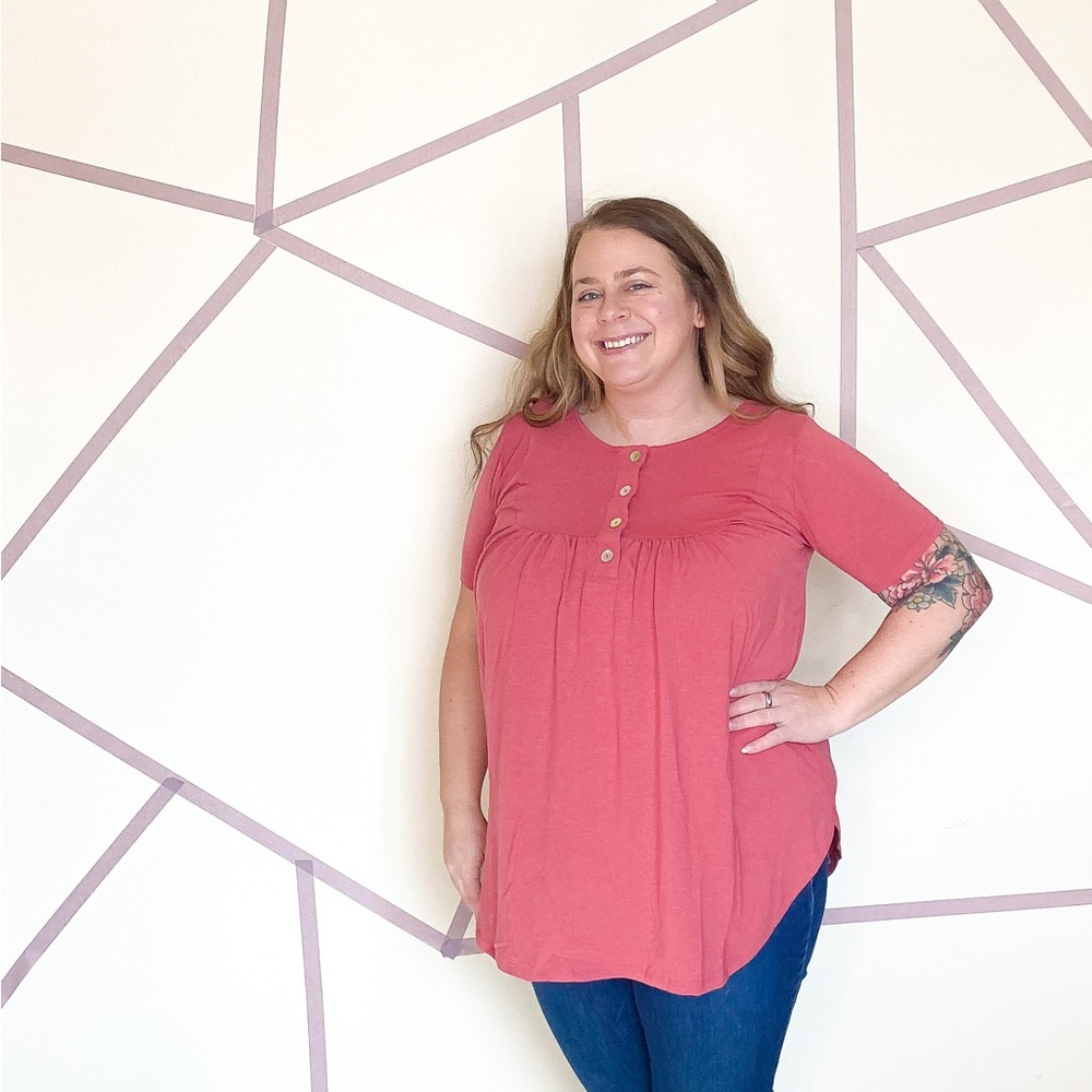 Rose Pink Top with Button Detail